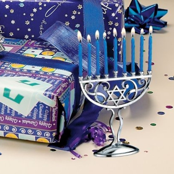 ❤️ 🆕 JEWISH HOLIDAY CHANUKAH HANUKKAH MINI SILVER TONE MENORAH CANDLE HOLDER - Picture 2 of 6